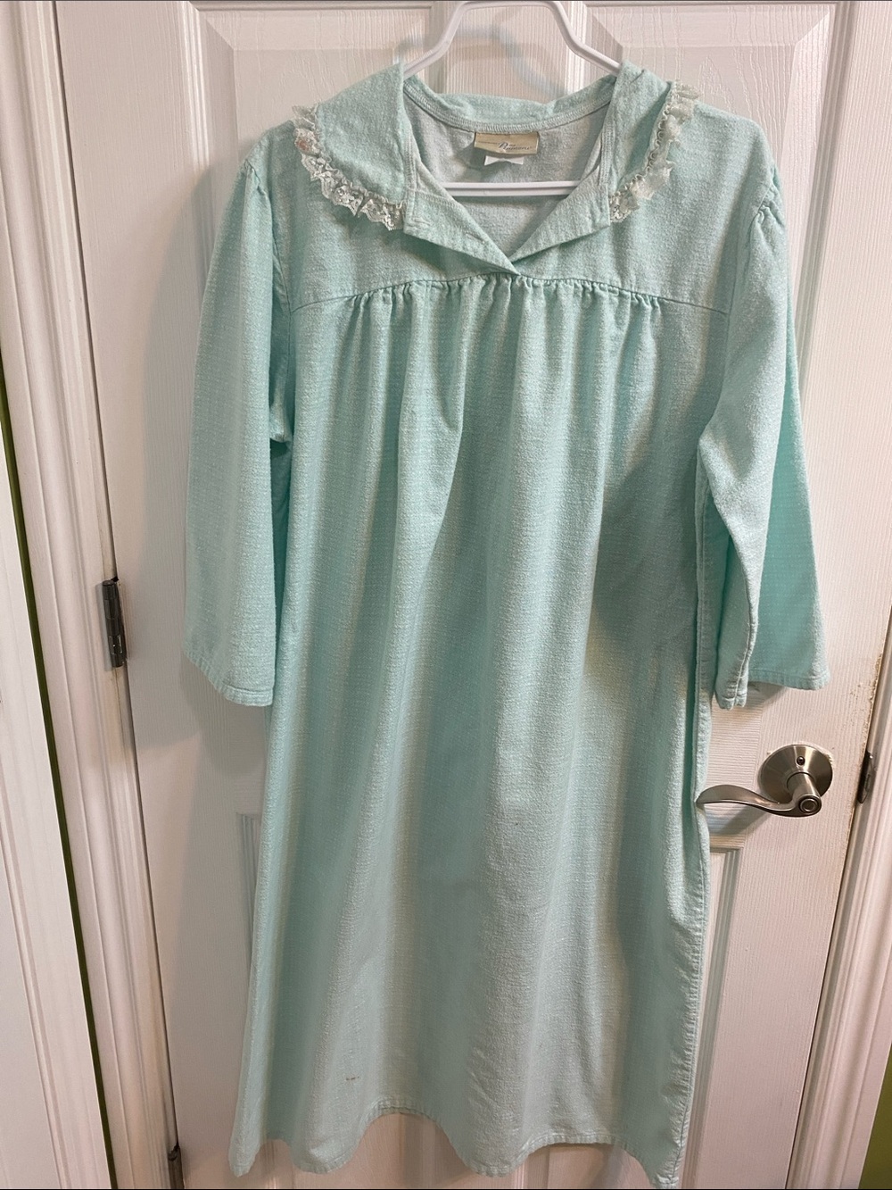 Zombie Granny Vintage Nightdress Halloween Size XL Turquoise Lace Cat Lady